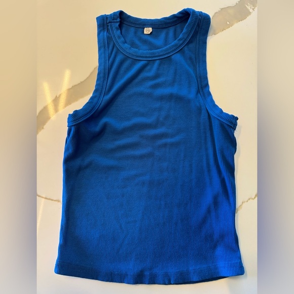 Tops - Blue Ribbed Tank Top